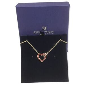 Swarovski Lovely Heart Pendant Necklace Red Gold plating new